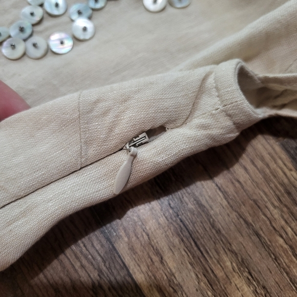 Vineyard Vines Women's Linen Cotten Blend Shell Beaded Cream Tunic Dress Size 2 - Picture 9 of 11